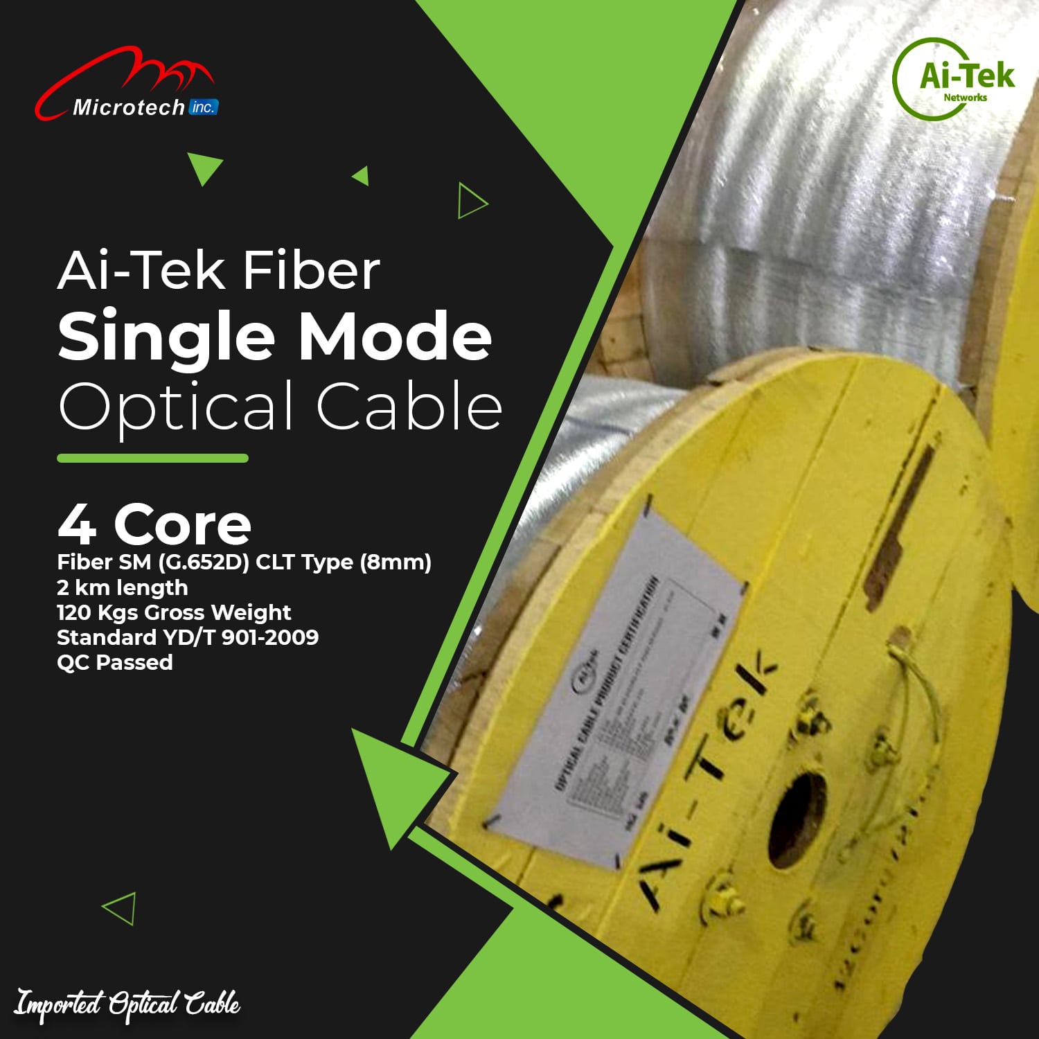Ai-Tek Fiber Imported Optical Cable 4 Core