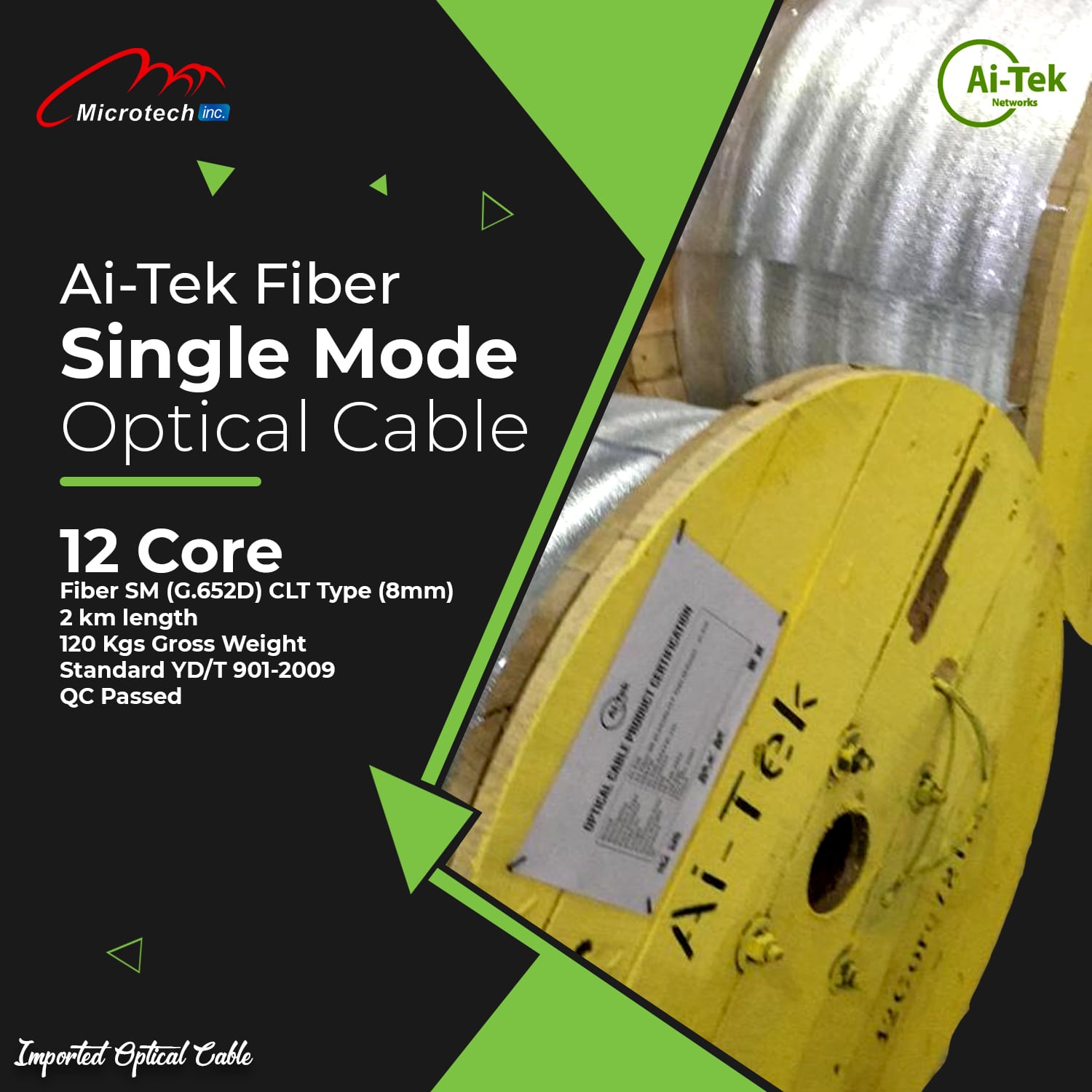 Ai-Tek Fiber Imported Optical Cable 12 Core
